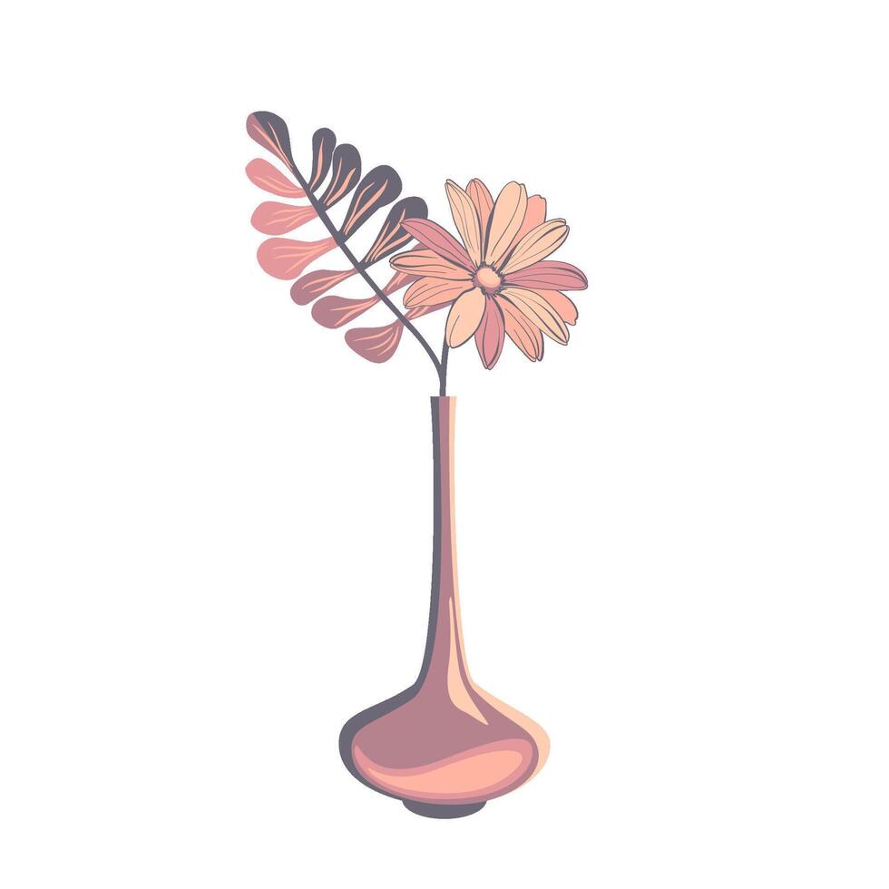 florero con flor y decorativo rama. hogar decoración vector