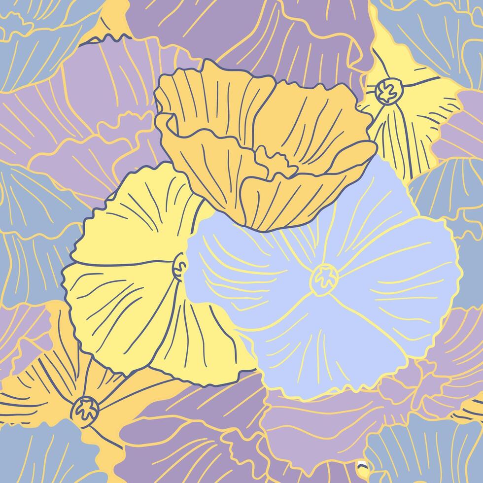 Seamless floral pattern with pastel poppies vector