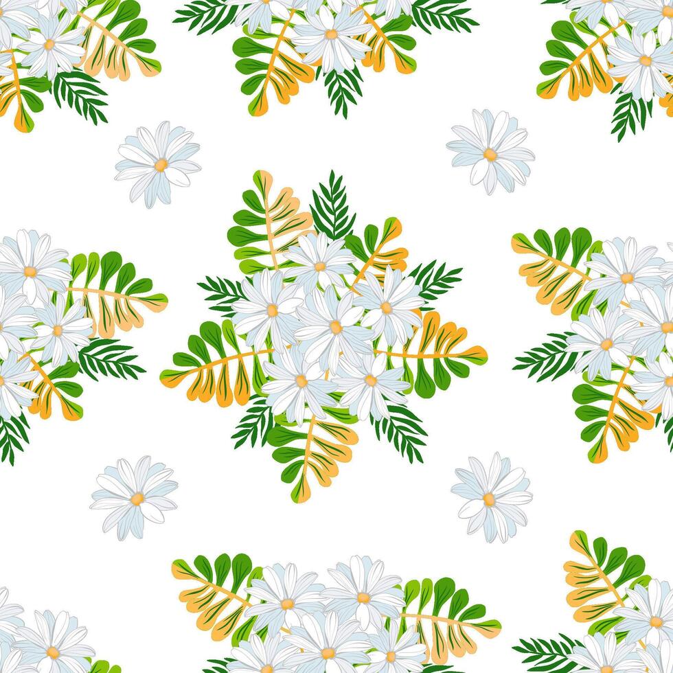 Seamless floral pattern with bouquets of daisies vector