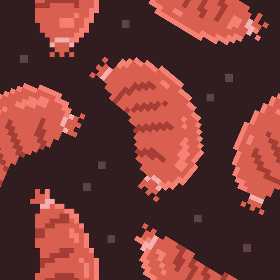 Delicious sausage cute pixel pattern vector