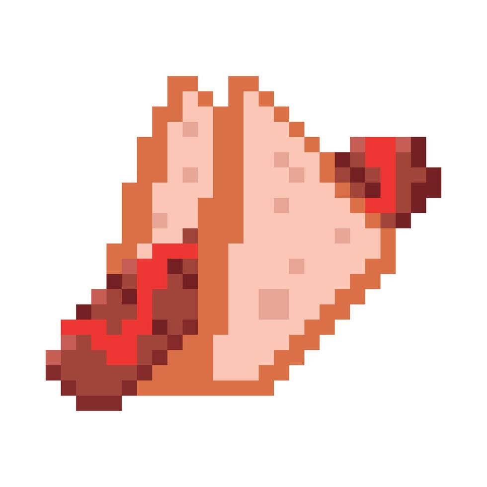 Sausage and bread pixel art vector
