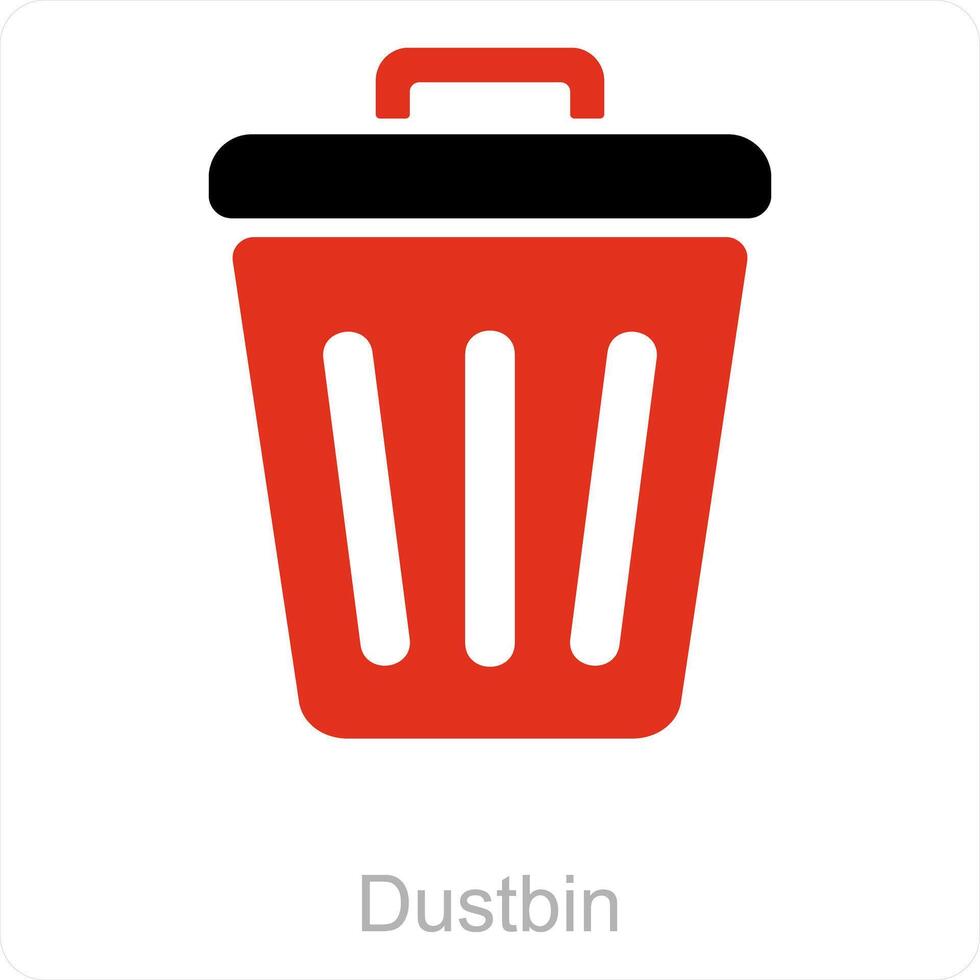 Dustbin and trash can icon concept vector