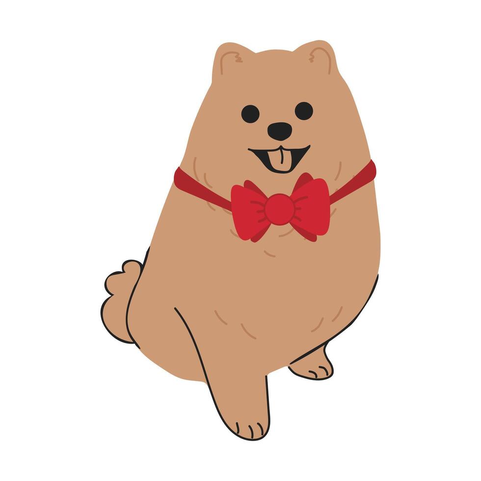 Navidad perro de Pomerania en mano dibujado estilo. alegre Navidad ilustración de linda mascota con accesorio. plano vector ilustración aislado en blanco antecedentes