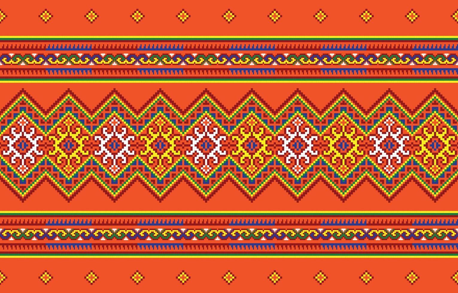 Ethnic pixel pattern Cross Stitch. Geometric fabric patterns. Ethnic pattern,Abstract,vector,illustration.Design for  Saree,Patola,Sari,Dupatta,Pixel,Ikat,texture,clothing,wrapping,decoration,carpet. vector