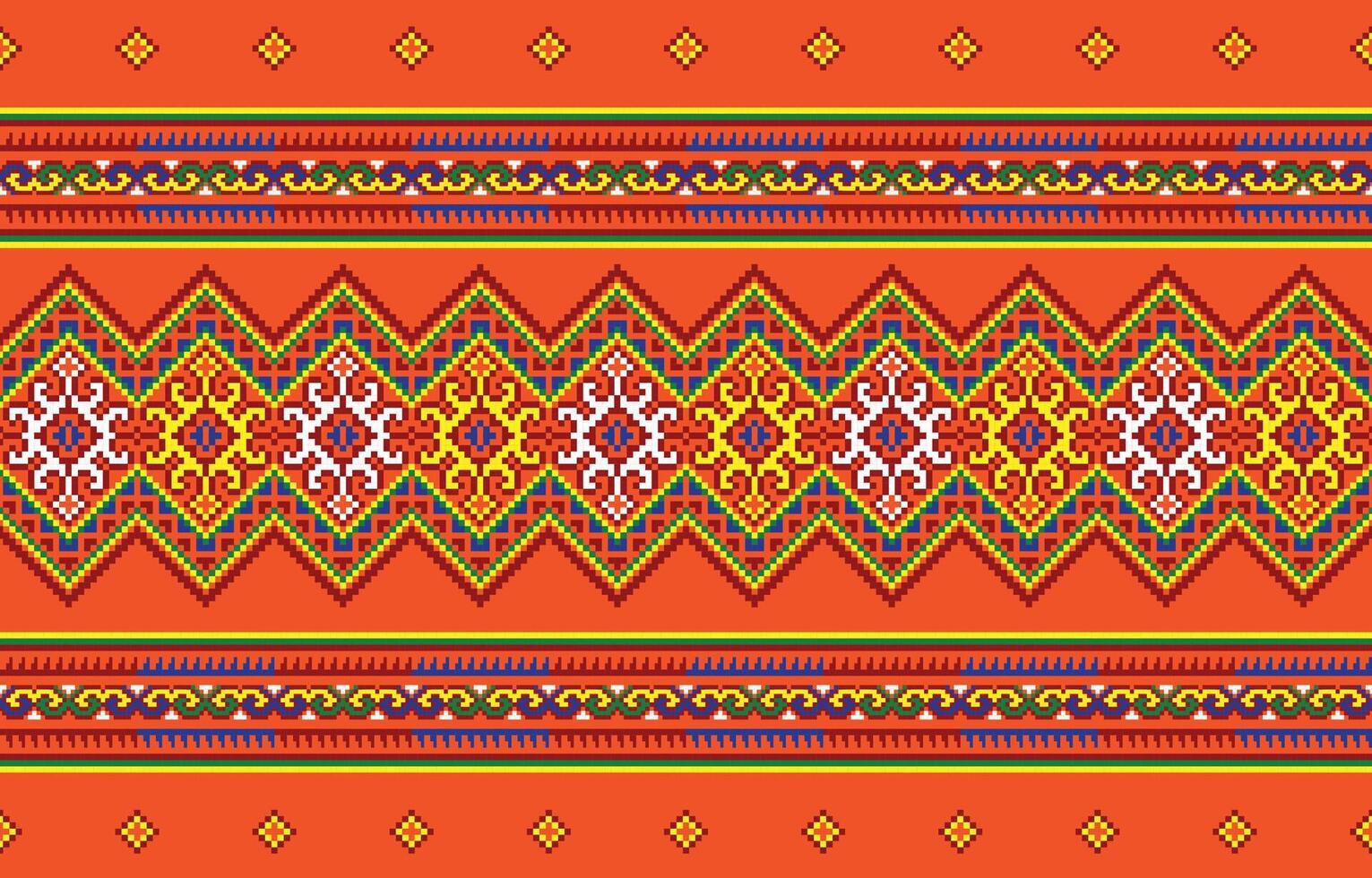 Ethnic pixel pattern Cross Stitch. Geometric fabric patterns. Ethnic pattern,Abstract,vector,illustration.Design for  Saree,Patola,Sari,Dupatta,Pixel,Ikat,texture,clothing,wrapping,decoration,carpet. vector