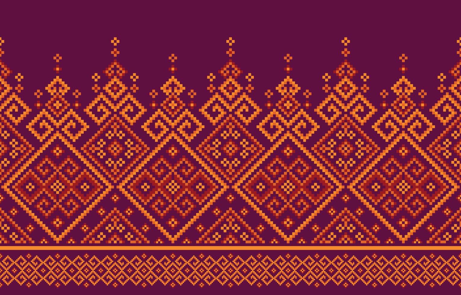 Geometric seamless pattern. Ethnic pattern motif boho retro ikat vector graphic vector illustration design by retro geometric indian fabric colorful ornament aztec cross-stitch cross carpet.