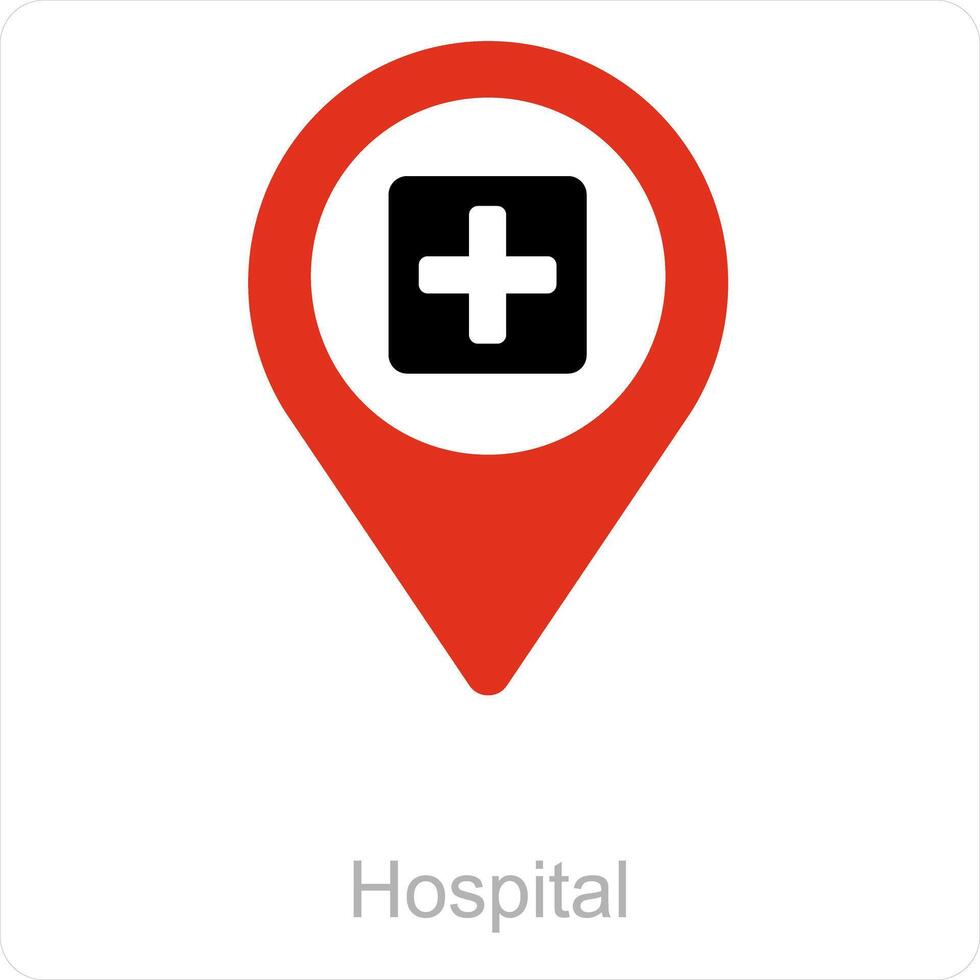 Hospital and location icon concept vector