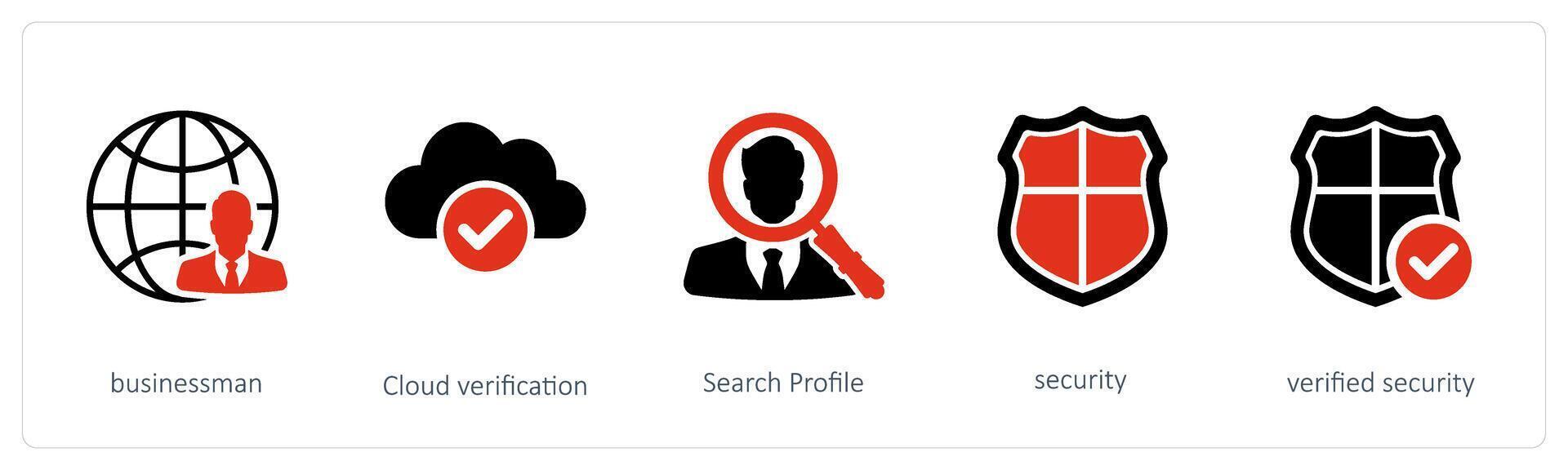 businessman, cloud verification and search profile vector