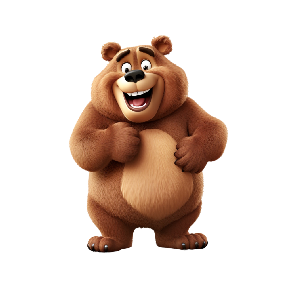 AI generated Cartoon bear clip art png