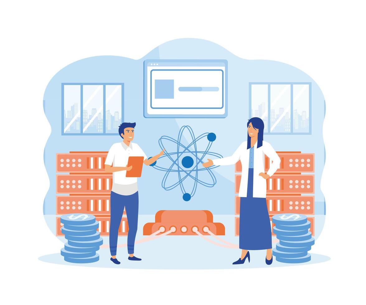 Landing page template of Data Science Concept. Modern design concept of web page design for website and mobile website. vector