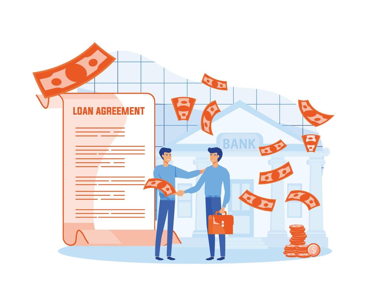 Approved Loan concept. Borrow money from the bank, mortgage, debt or obligation, personal loan or financial support concept. flat vector modern illustration