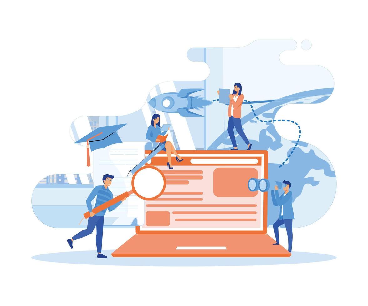 Blog Creation, Starting Personal Lifestyle Vlog, Live Video Streaming Channel Launch Concept. Pasting Banner at Site, Planning Landing Page. flat vector modern illustration