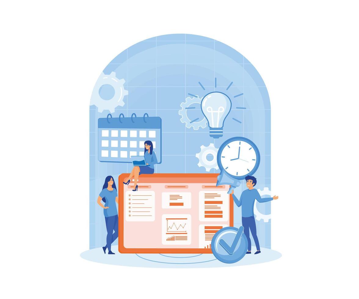 Project management concept. Successful strategy, motivation and leadership. Marketing analysis and development. flat vector modern illustration