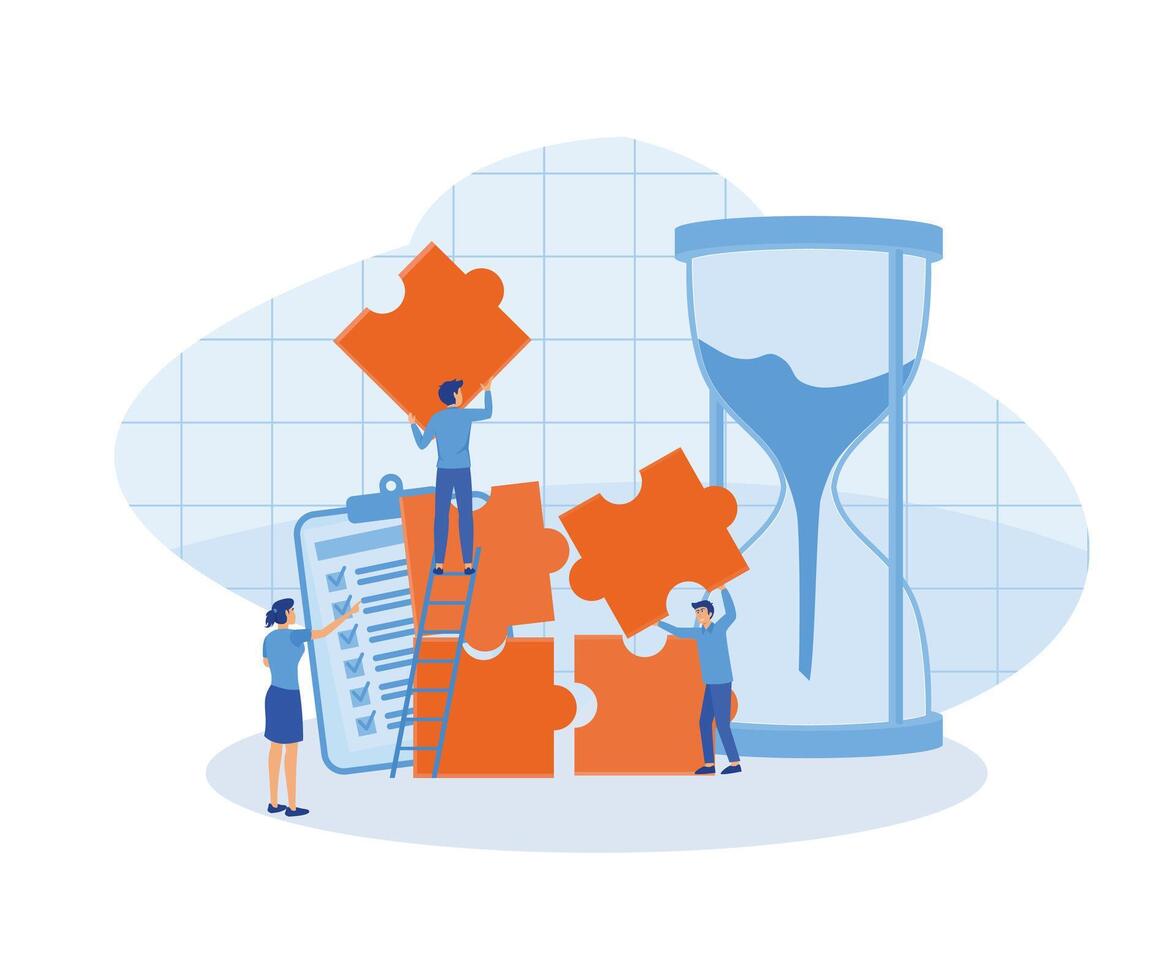 Project management. Business process and planning, workflow organization. Colleagues working together, teamwork. flat vector modern illustration