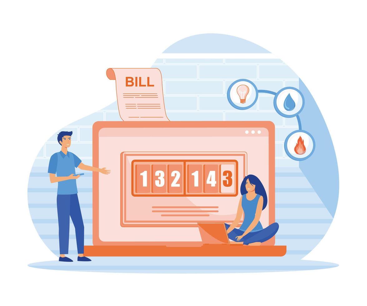 Utility bills concept. Household services online. Regular payments as gas, water, electricity, heating. flat vector modern illustration