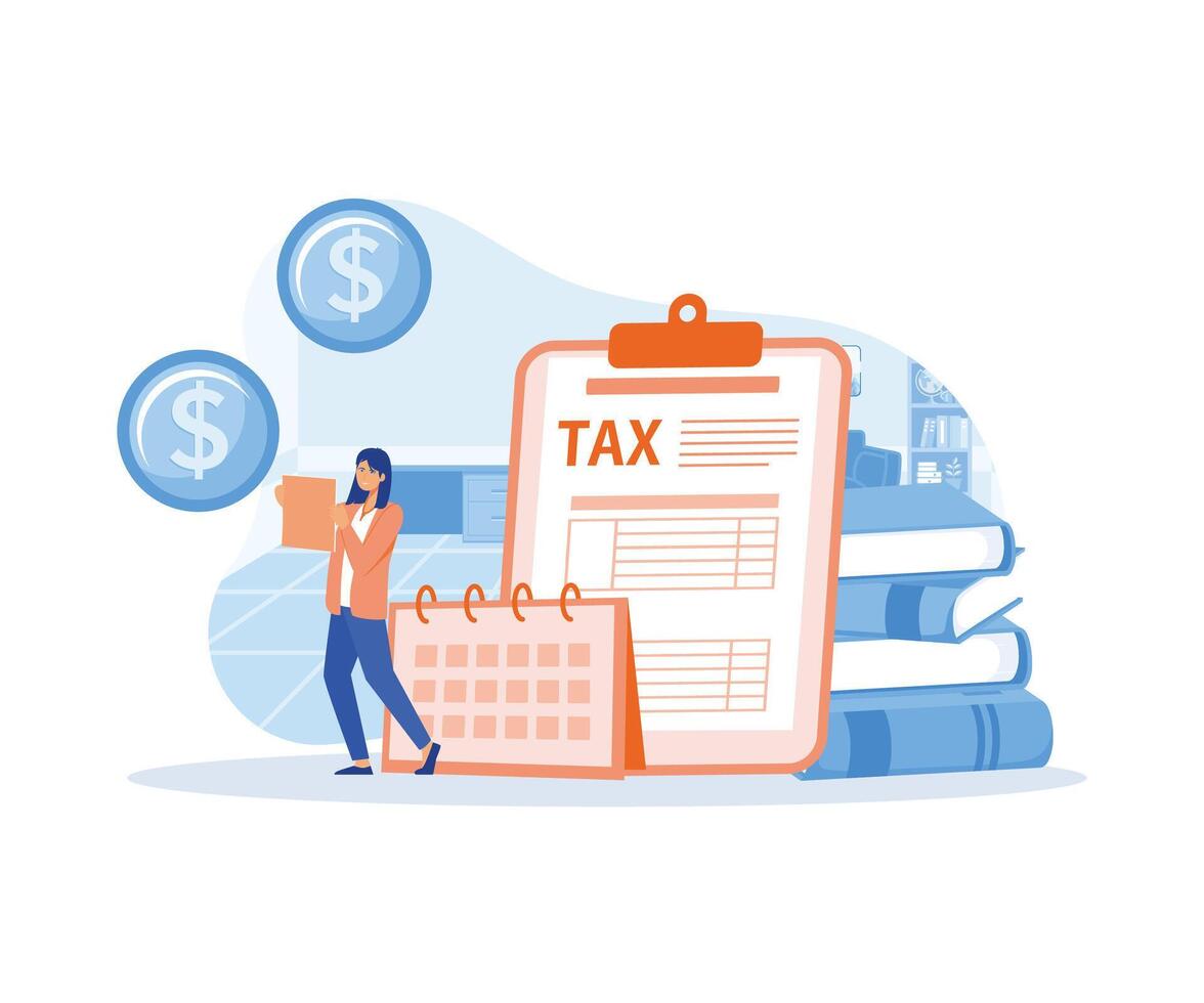 Tax preparation abstract. Tax year, payment planning, corporate accountancy, annual return abstract metaphor. vector