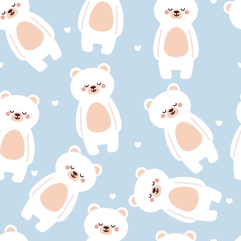 seamless pattern cartoon bears. cute animal wallpaper illustration for gift wrap paper vector