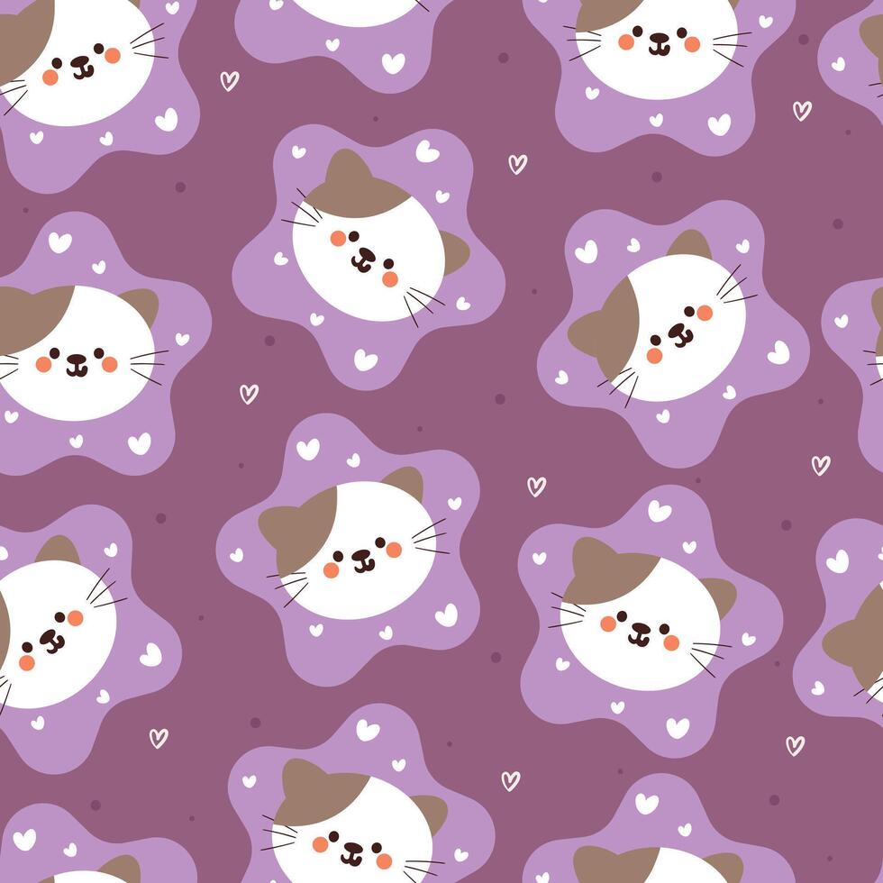 seamless pattern cartoon cats. cute animal wallpaper illustration for gift wrap paper vector