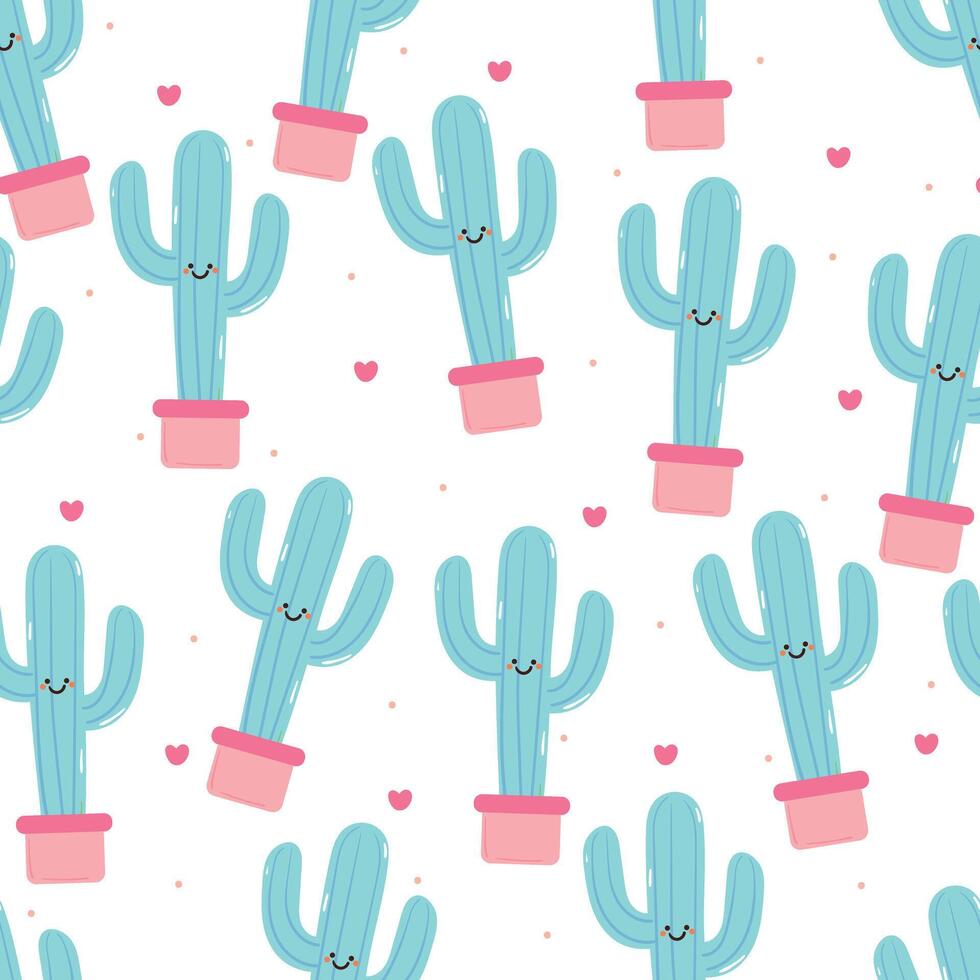 seamless pattern hand drawing cartoon cactus. plant collection for fabric print, textile vector