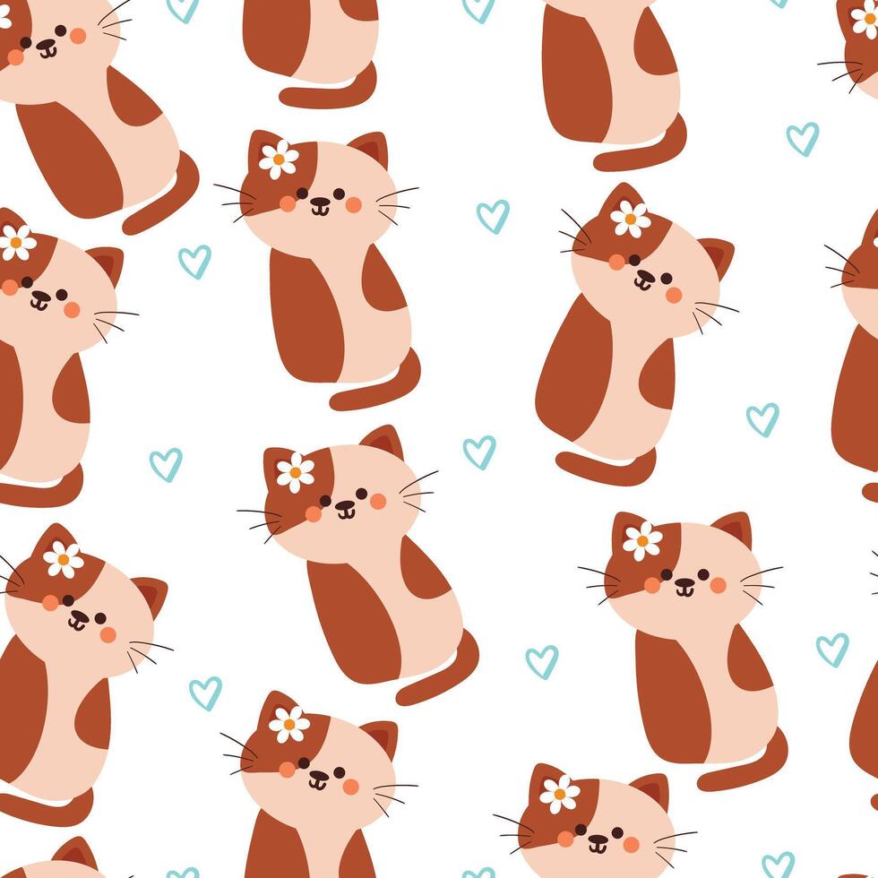 seamless pattern cartoon cats. cute animal wallpaper illustration for gift wrap paper vector