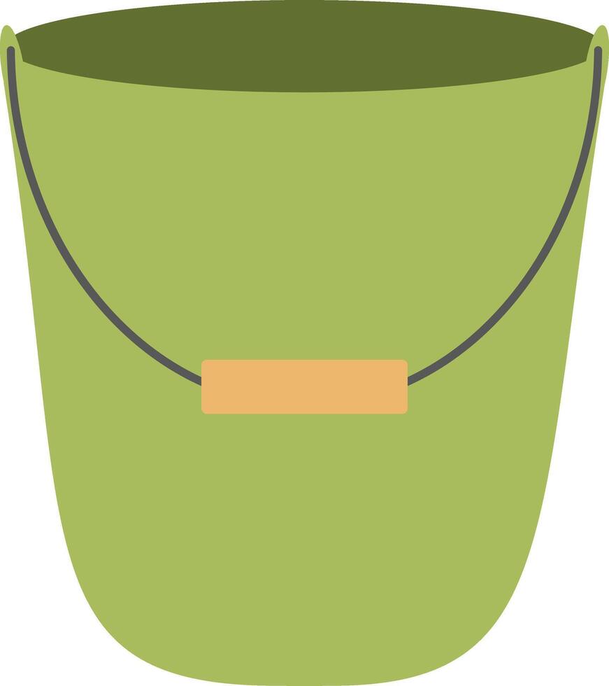 Vector illustration of empty green bucket for gardening and cleaning isolated in white background