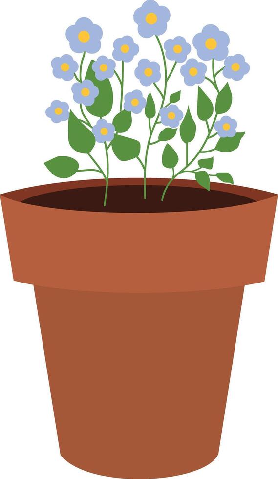 Blue flower in pot isolated in white background vector