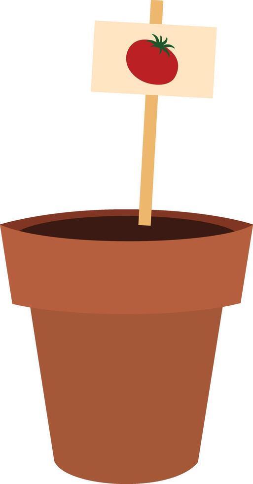 Tomato seeds planting in pot in white background. vector