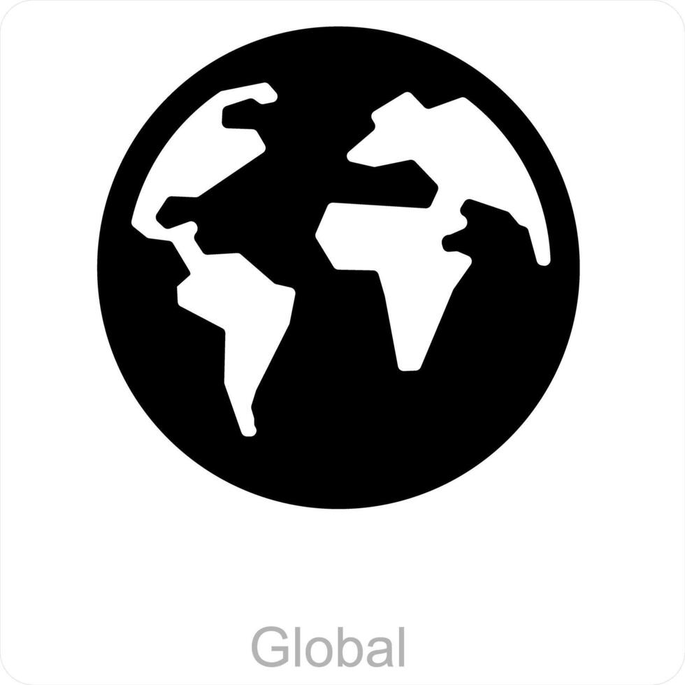 global y ubicación icono concepto vector