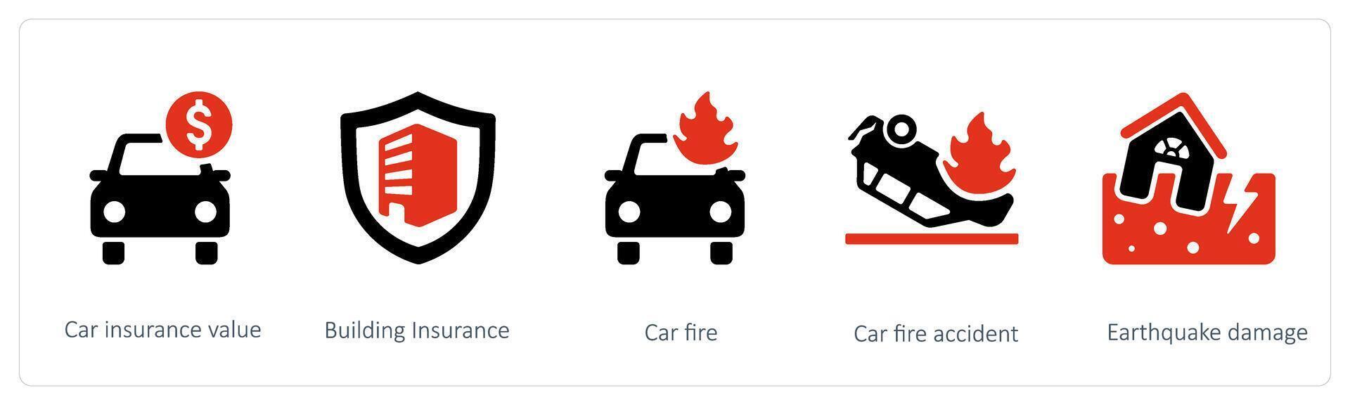 Car insurance value and car fire vector