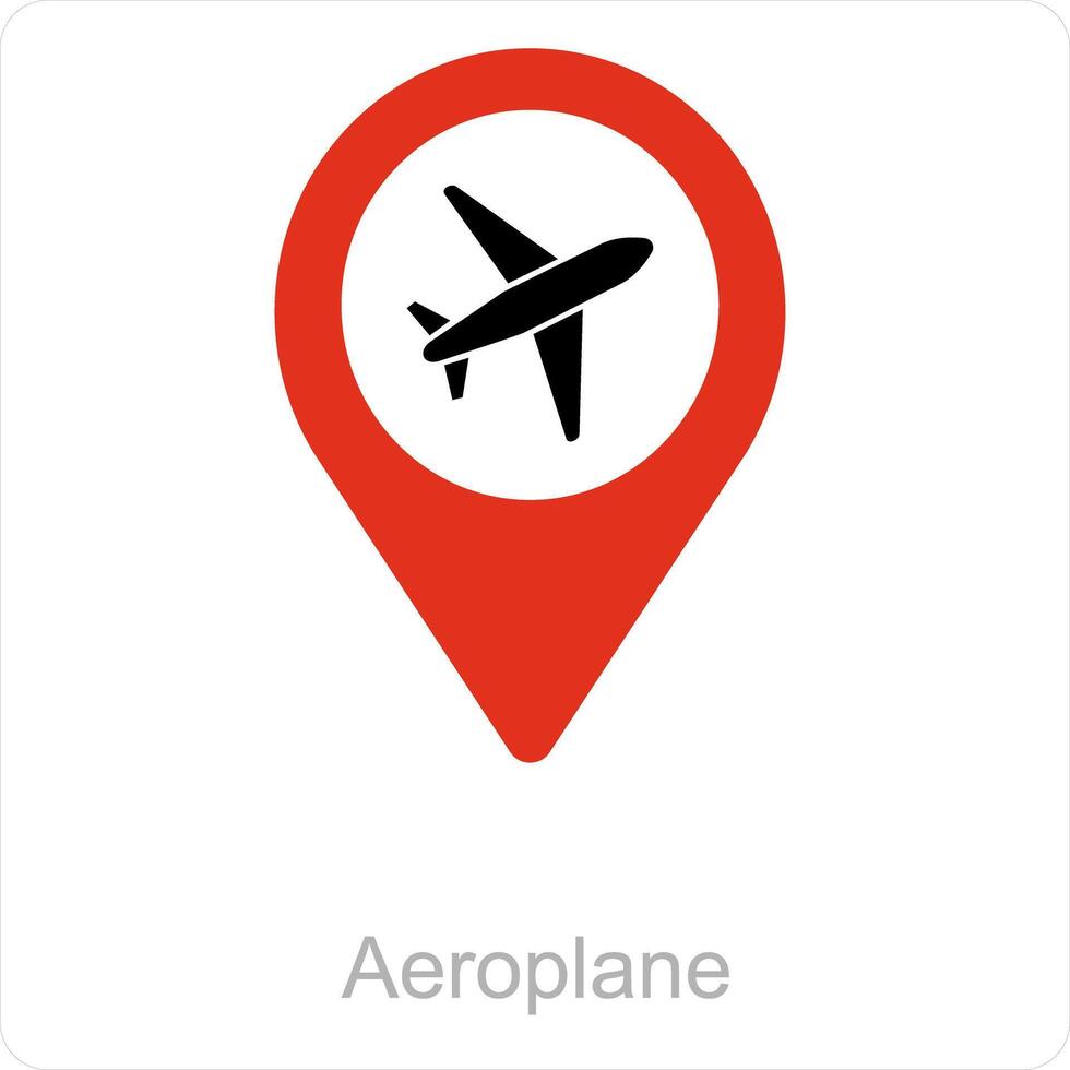 avión y ubicación icono concepto vector