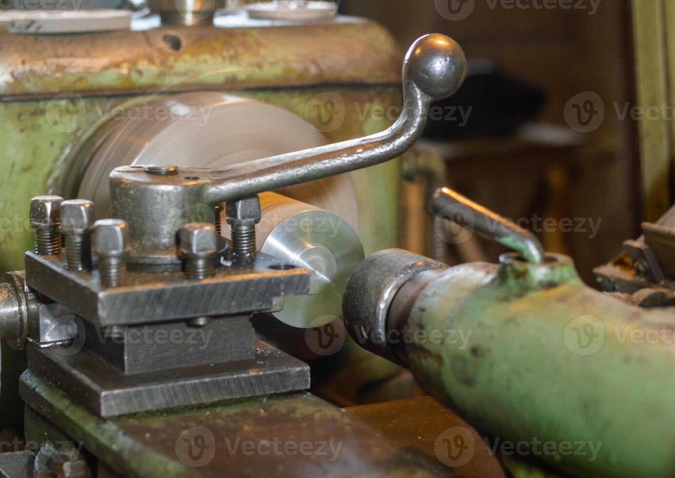 old rusty industrial machine in a factory, close up of an industrial machine photo