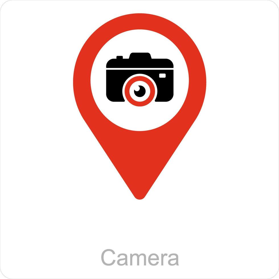 cámara y ubicación icono concepto vector