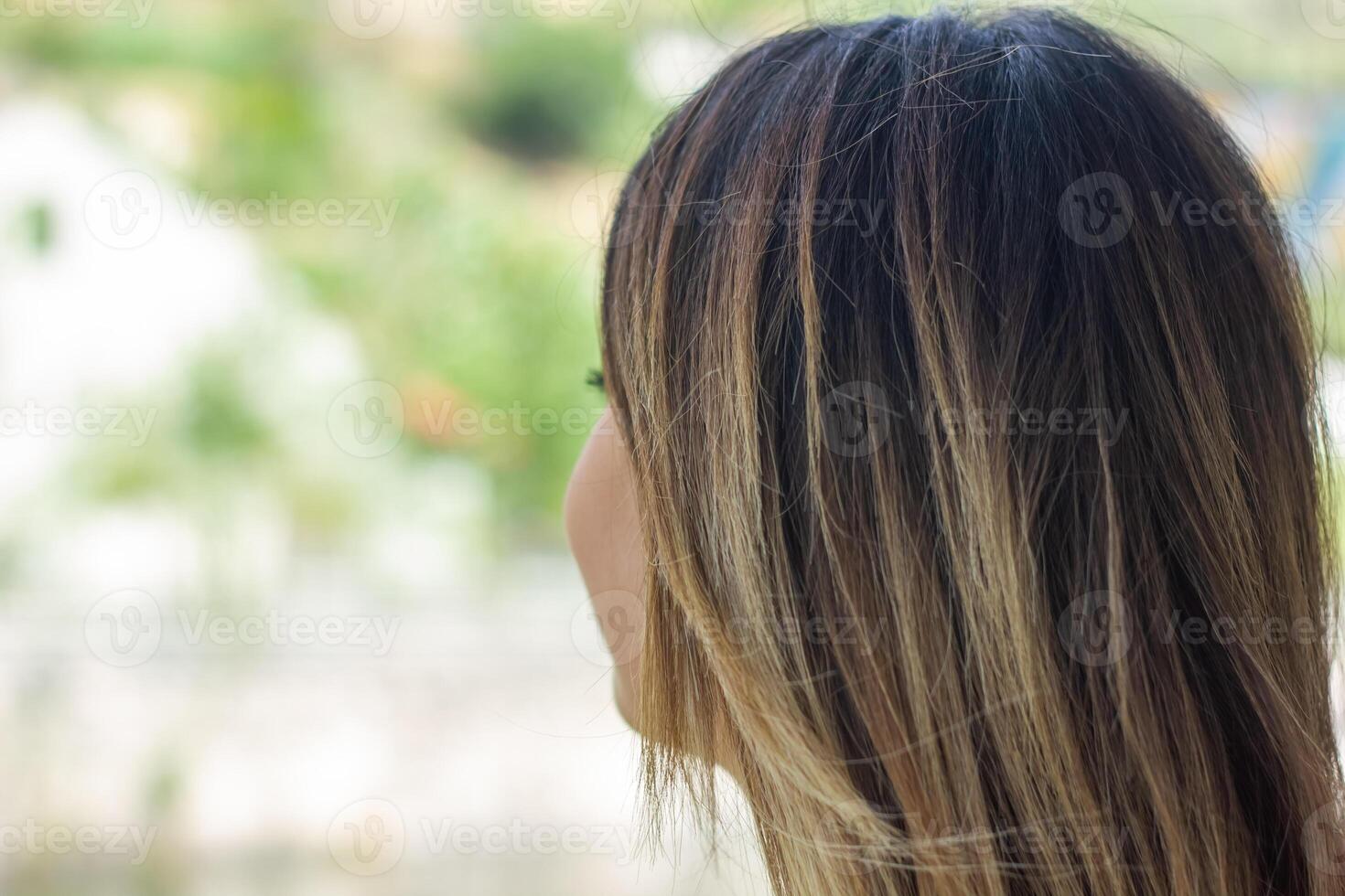 pretty young girl in the nature, summer scenery photo