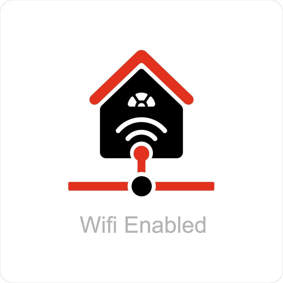 wifi enabled and house icon concept vector