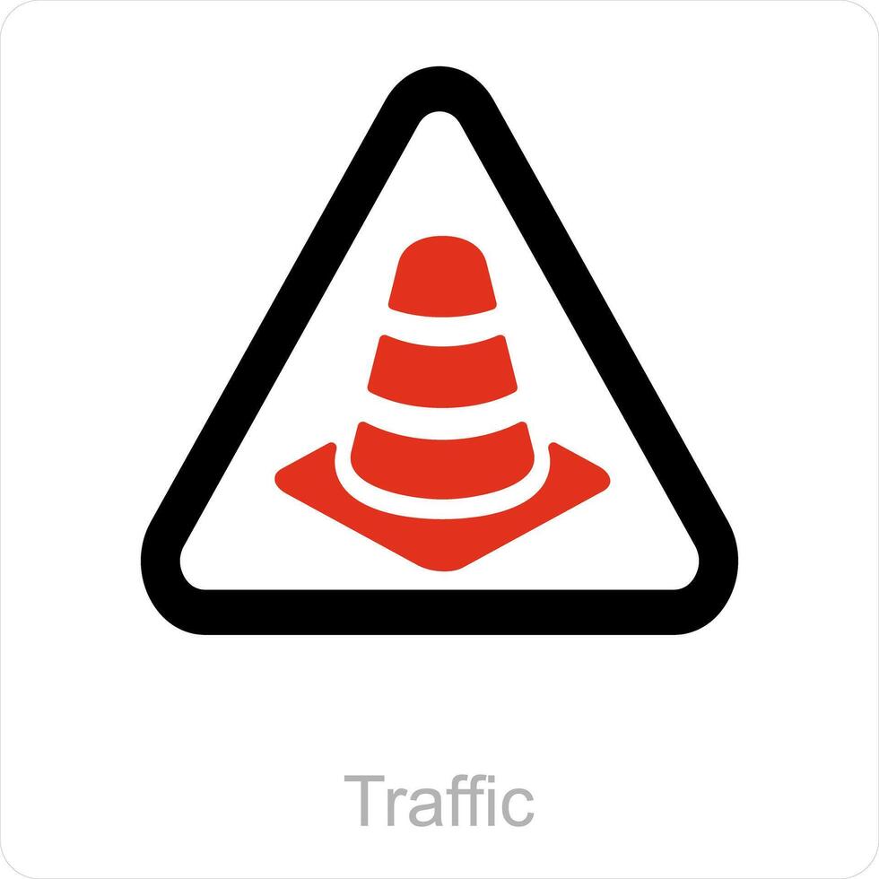 Traffic and traffic cone icon concept vector