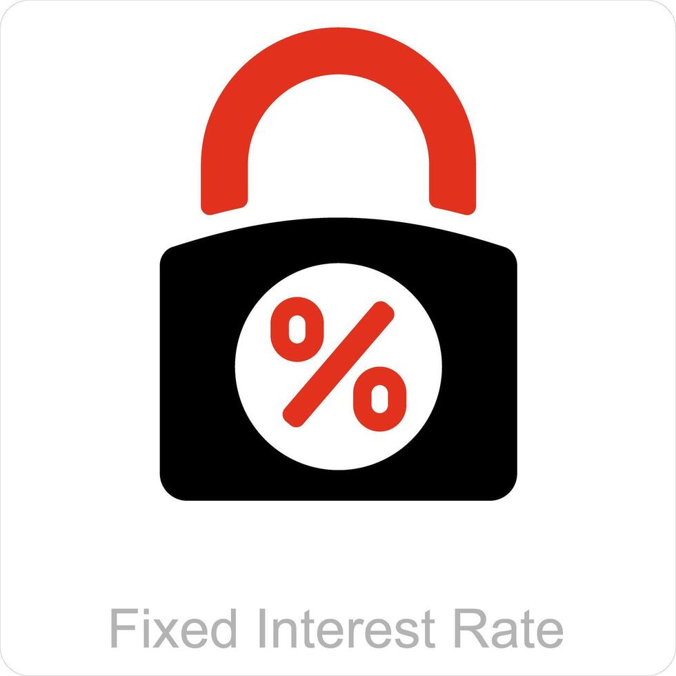 fixed interest rate and rate icon concept vector