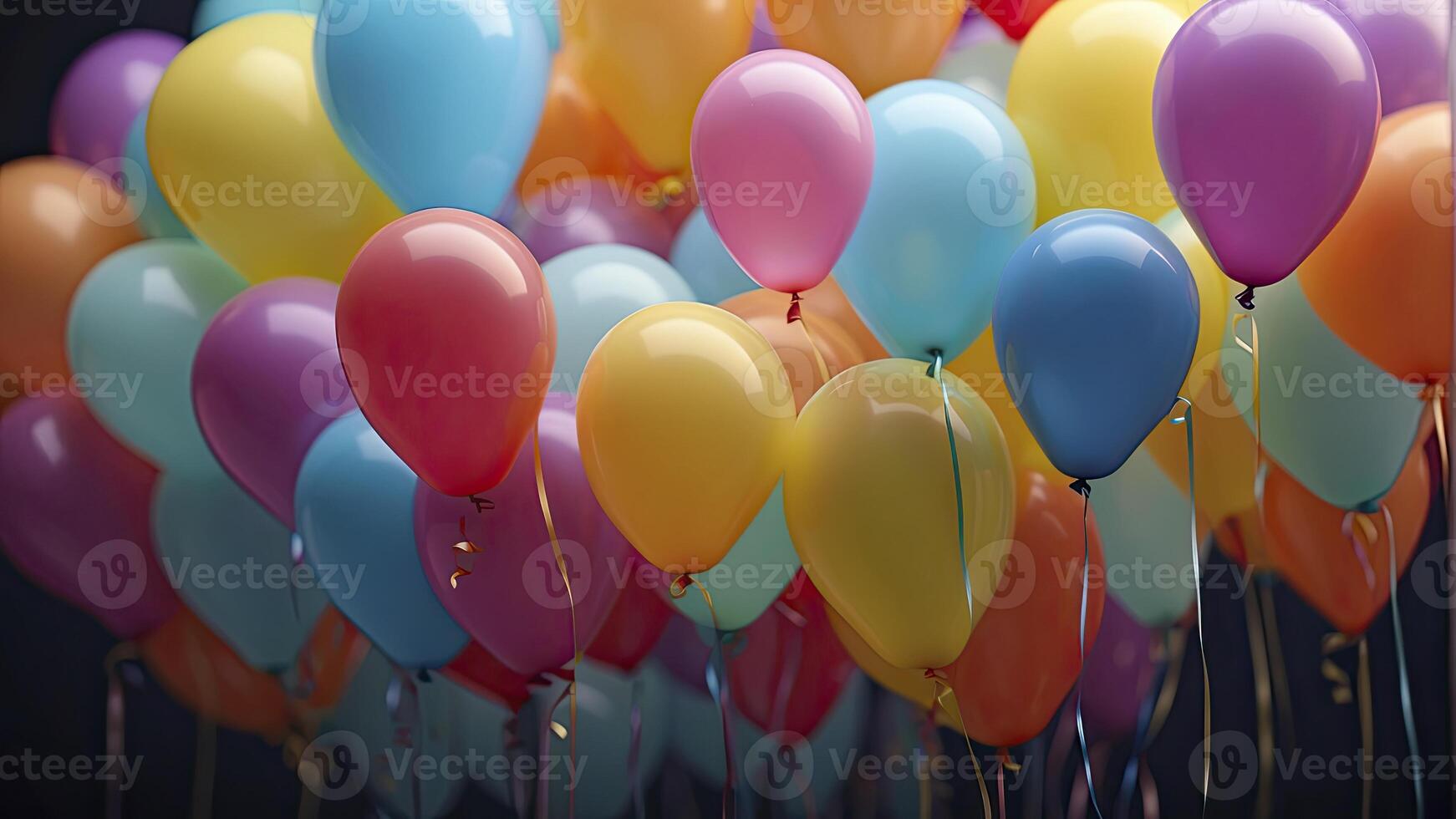 AI generated colorful balloons in the air, colorful balloons background, colored balloon wallpaper, happy background photo