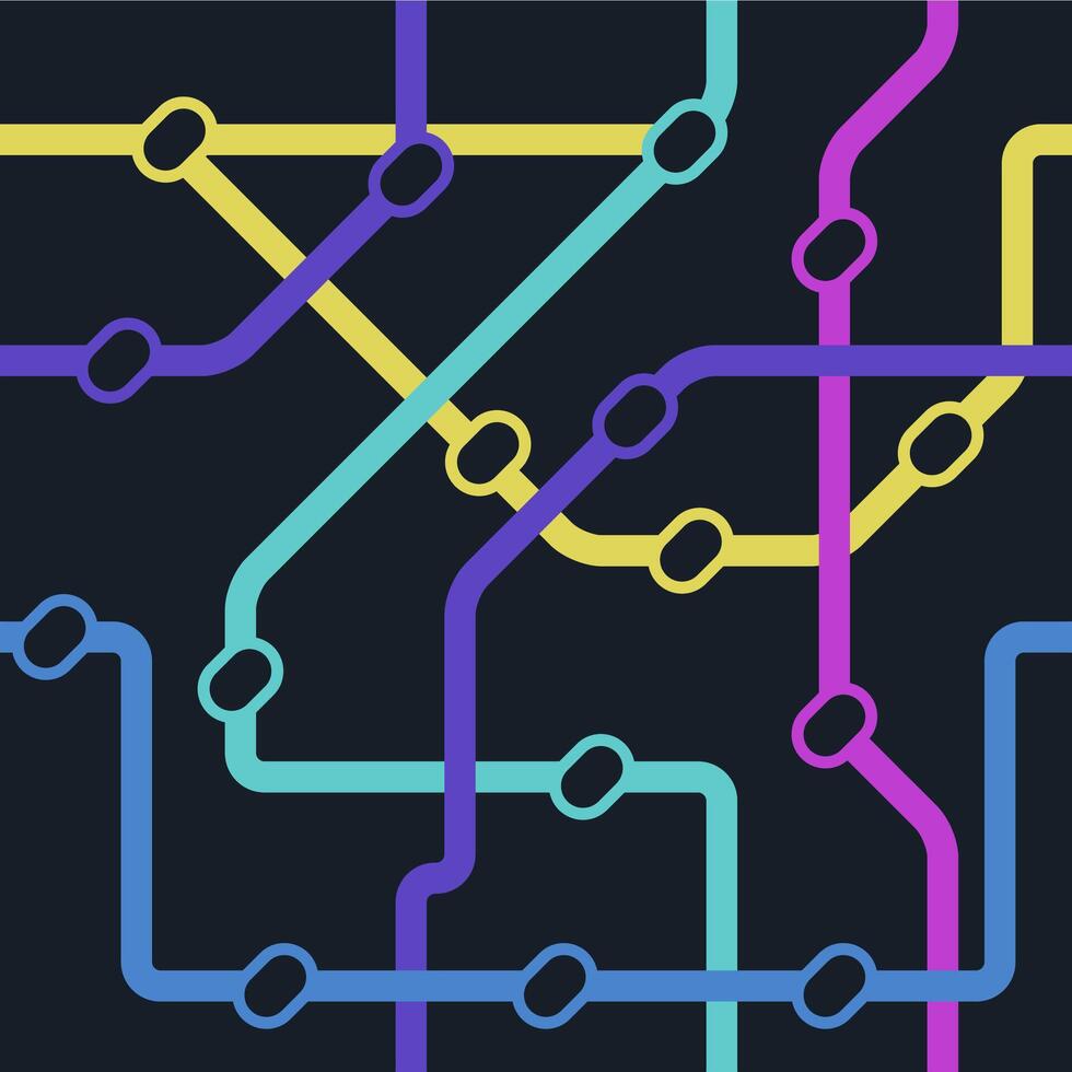 Metro map pattern. Seamless print of underground railway stations with tracks and tunnels, modern city subway map. Vector texture