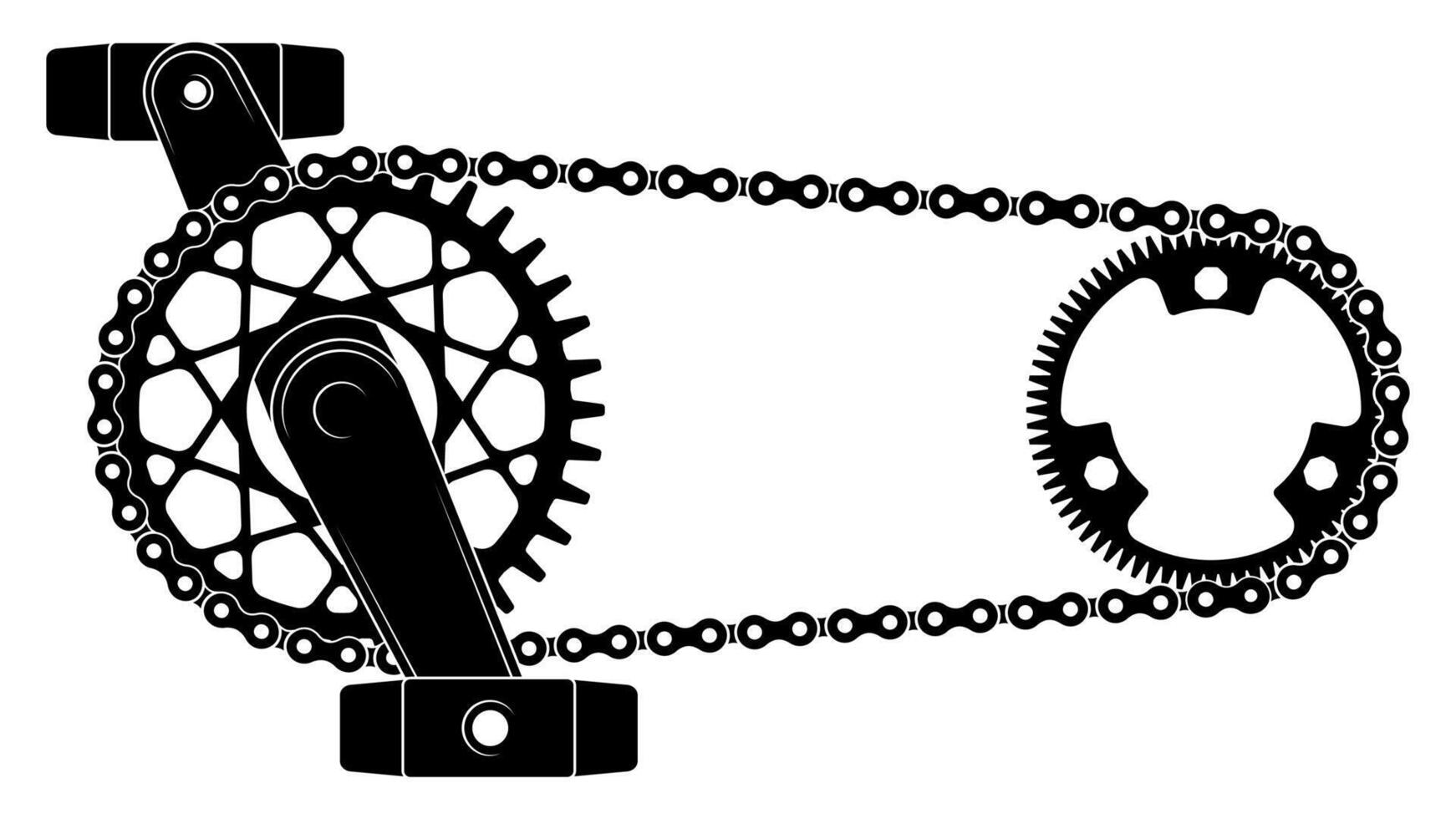 bicicleta cadena conducir. engranaje mecanismo con rueda de espigas rueda y bicicleta conducir cinturones, urbano transporte pedal palanca de cambios mecanismo. vector ilustración