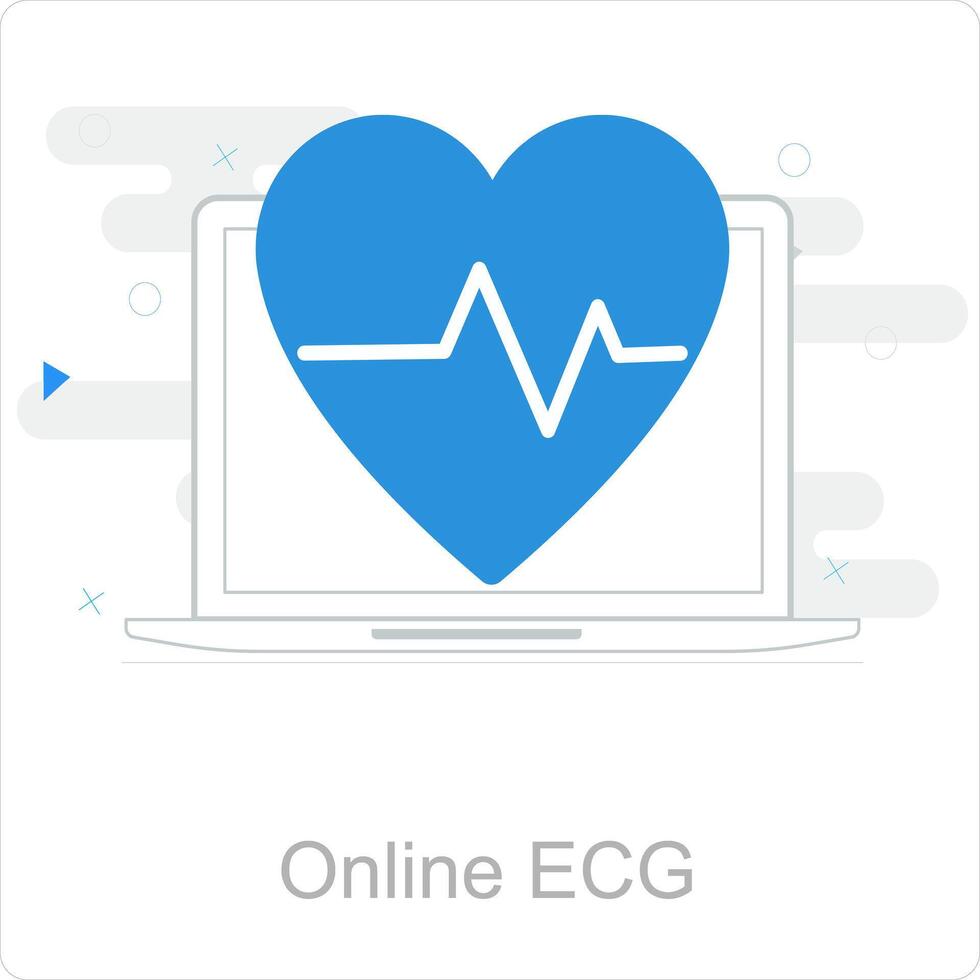 Online ECG and heartbeat icon concept vector