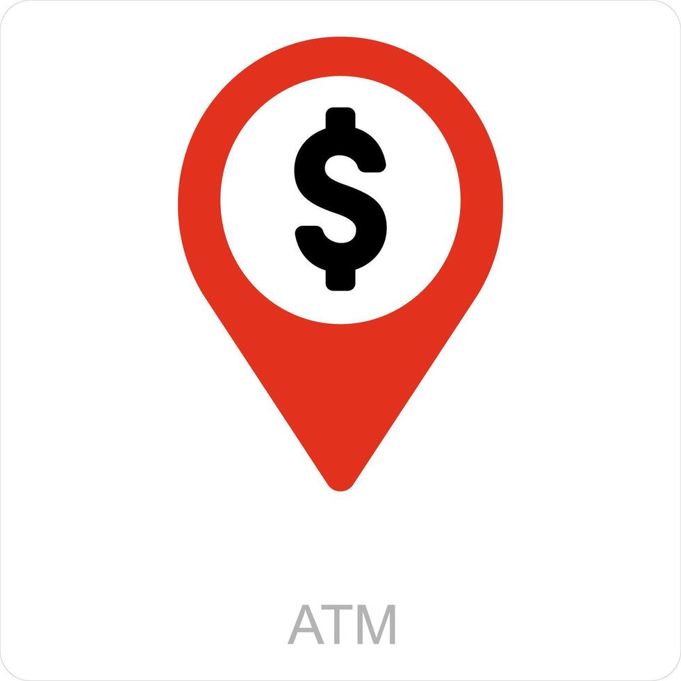 ATM and location icon concept vector