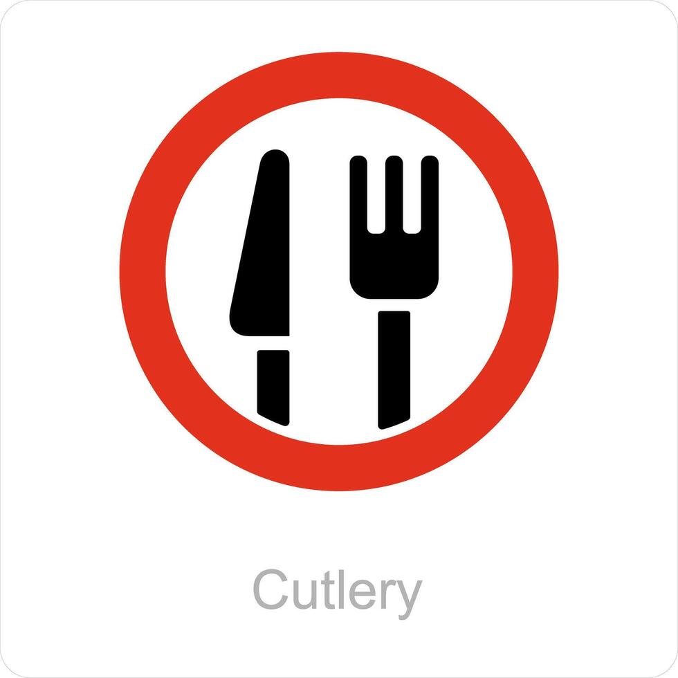 cuchillería y comida icono concepto vector