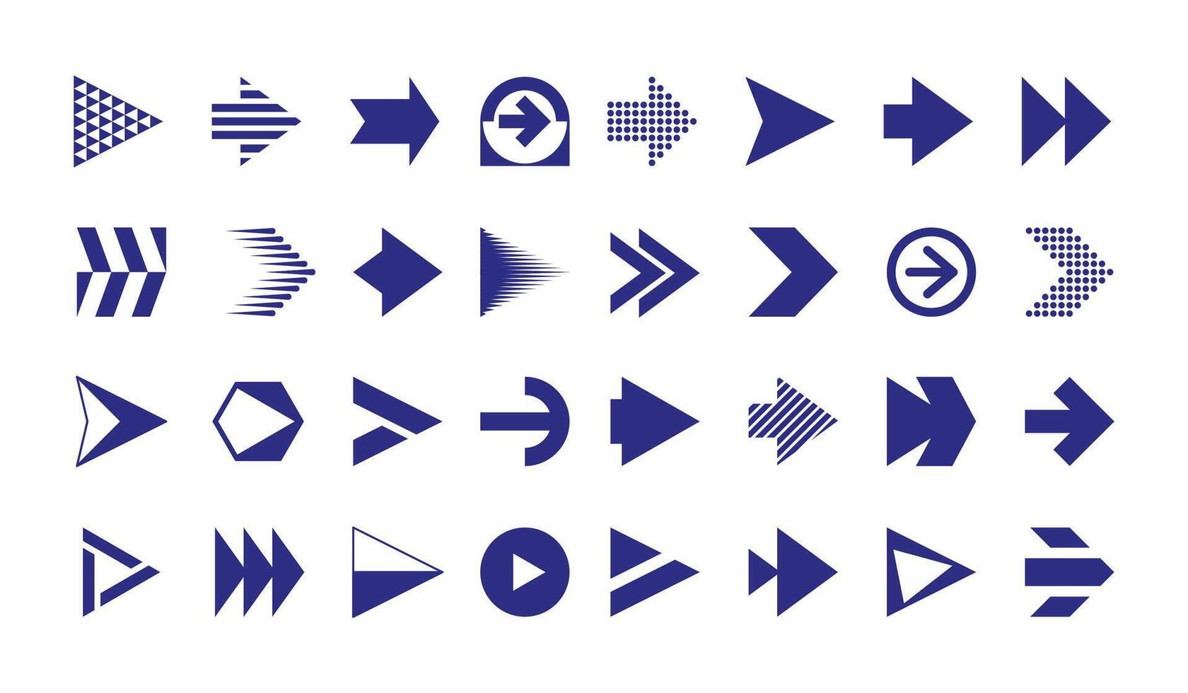 Pointers collection. Black simple navigation arrows different orientation, direction sign vector