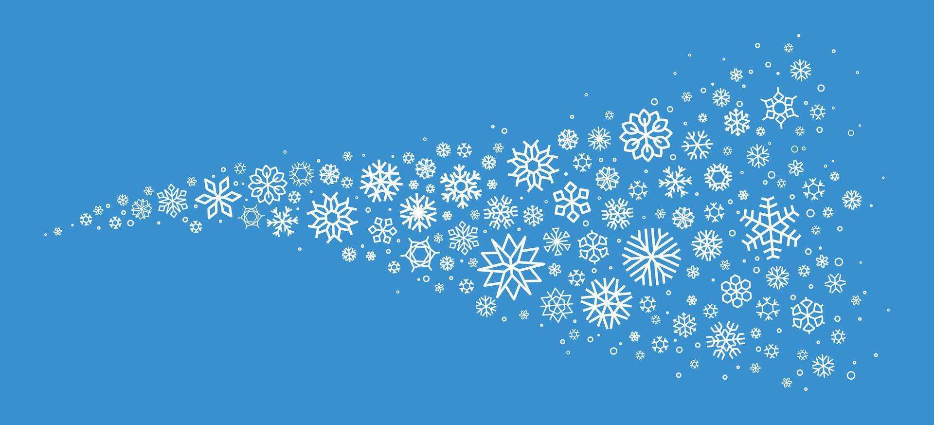Snowflake wave. Falling snowflakes Christmas New Year celebration concept, snowy winter blizzard decorative elements. Vector snowfall banner set