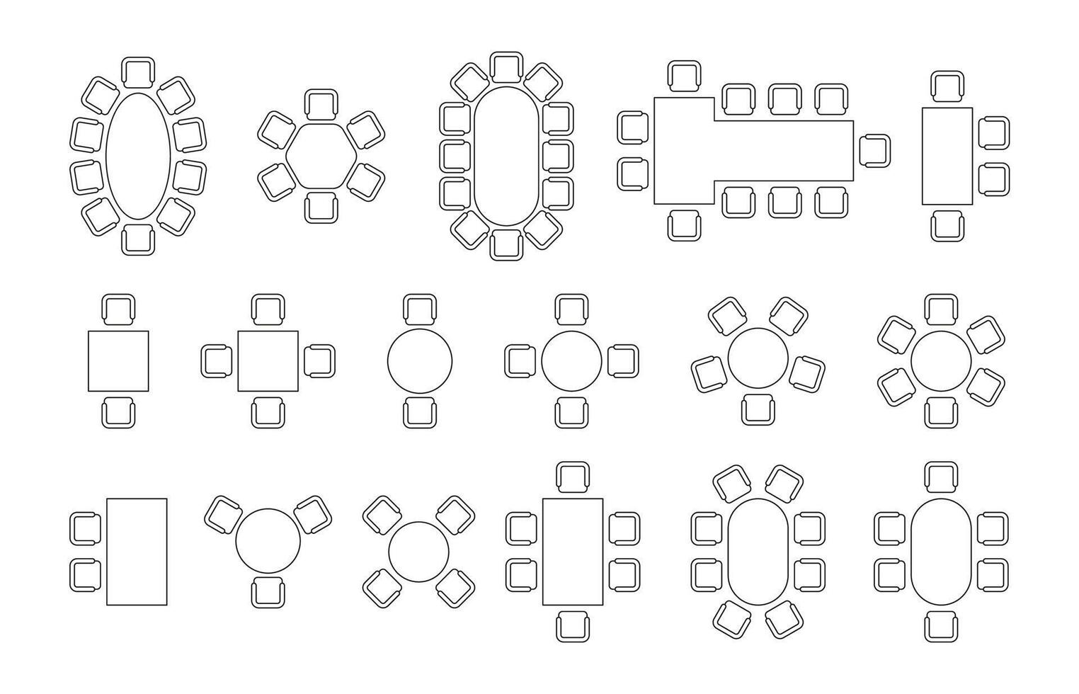 Seats arrangement plan. Floor plan with chairs and tables for conference seminar or wedding party, real estate topology vector concept