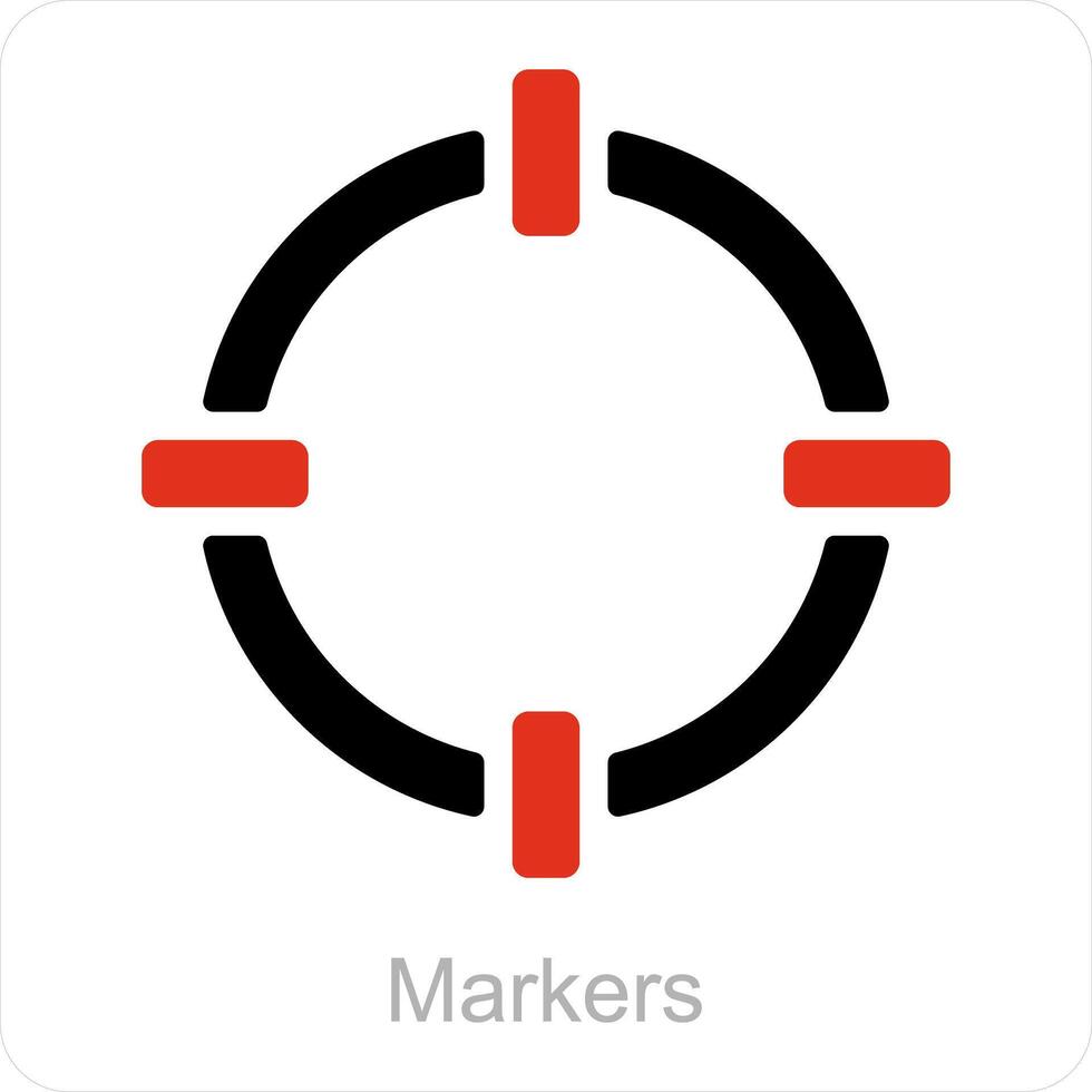 Markers and objective icon concept vector
