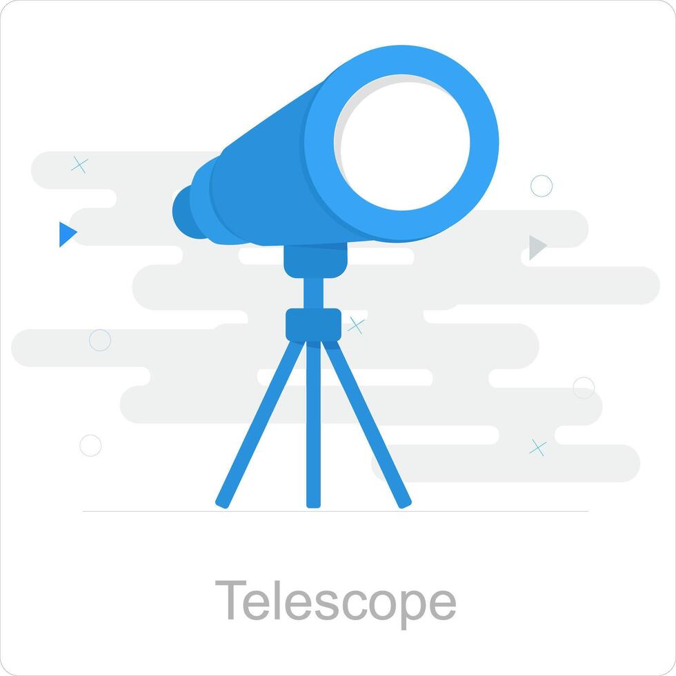 telescopio y cielo icono concepto vector