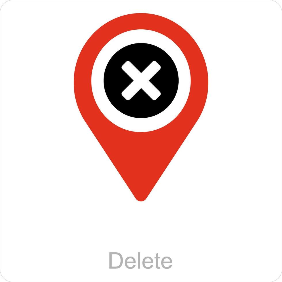Delete and location icon concept vector