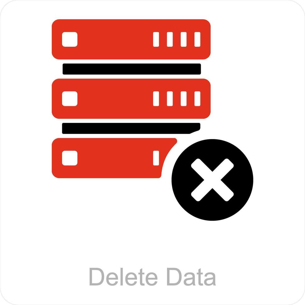 Eliminar servidor y fallar icono concepto vector
