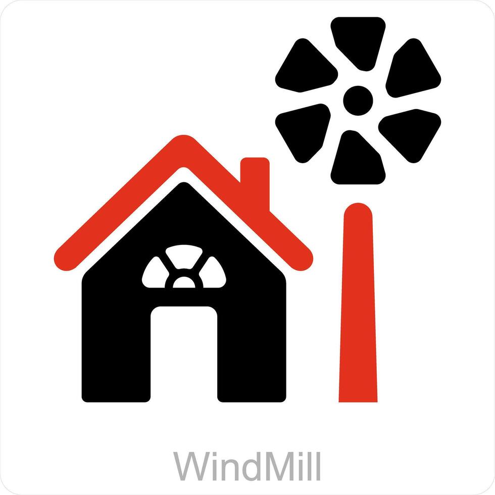 Wind Mill and wind icon concept vector